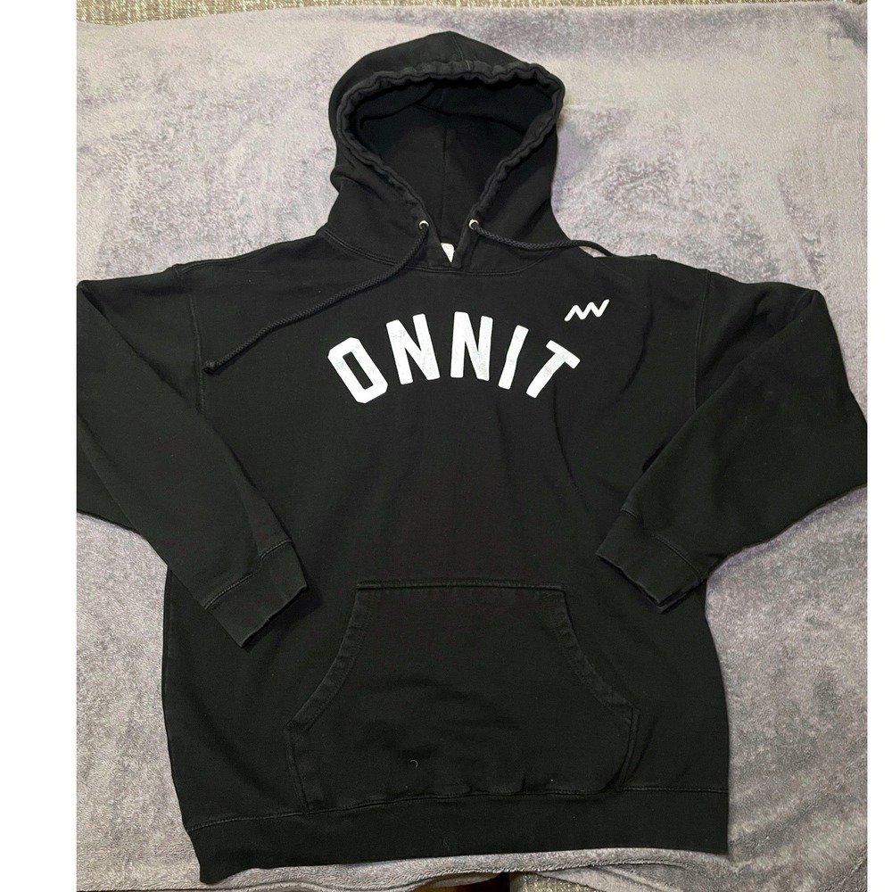 Onnit Hoodie Mens XL Black Logo Print Independent Trading Co Pullover Sweatshirt